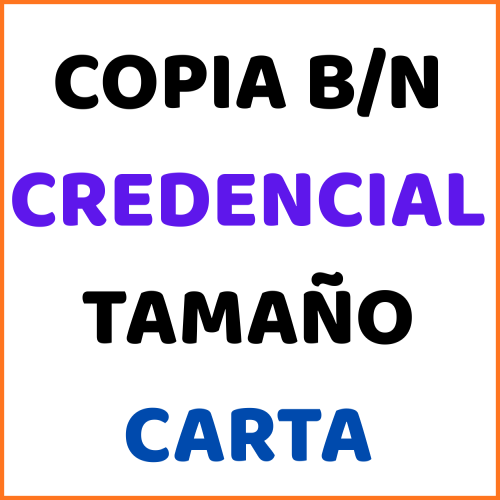 Copia Credencial B/N x 2 lados Tamaño Carta