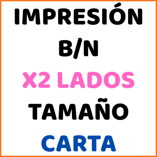Impresión B/N x 2 lados tamaño Carta