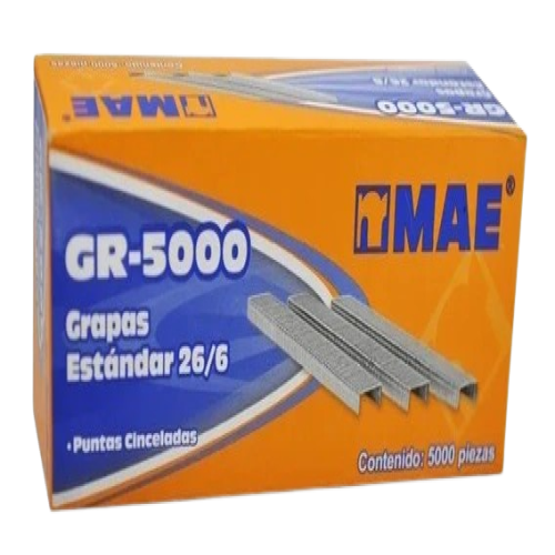 CAJA DE GRAPAS ESTANDAR 26/6 MAE CON 5000PZ